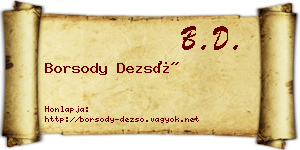 Borsody Dezső névjegykártya